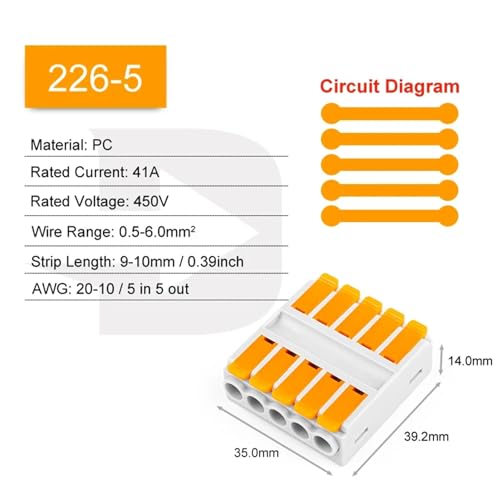 Conector de cable rápido de 6 mm² compacto y universal de inserción a presión 2