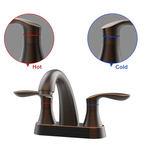 Bathroom Faucet, 4 Inch Bathrooms Faucets for Sink 3 Hole, Centerset Bathroom Sink Faucet with Pop Up Drain and cUPC Lead-Free Hose(ORB)