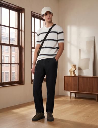 Image of Amazon Brand - Symbol Men's 100% Cotton Striped T-Shirts | Flat Knit Texture | Round Neck | Half Sleeve | Available in Plus Sizes