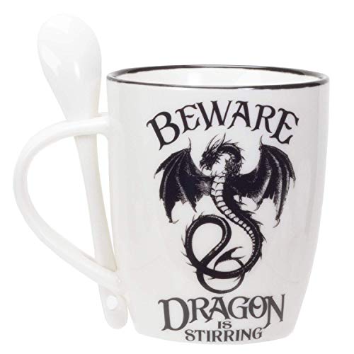 Summit Collection Alchemy Gothic Dragon Stirring Beware Mug 11 Fl Oz Mug And Spoon Set Bone China Fantasy Dragon Collectible #TOP2
