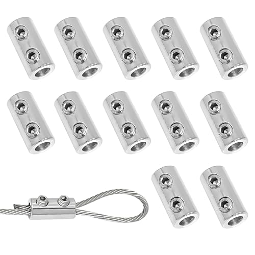 12 abrazaderas de hebilla de cuerda de alambre de acero, doble agujero, clip de metal, cierres de bloqueo ajustables, herramientas de eslingas, abrazaderas de hebilla de cuerda de alambre de acero