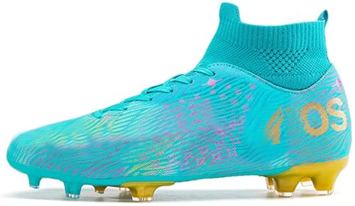 WOWEI Fußballschuhe Herren High Top Spike Cleats Outdoor Athletics Professionelle Fussballschuhe Kinder Trainingsschuhe Fußballschuhe Sportschuhe Wettkampf (FBM-X26, 43EU)