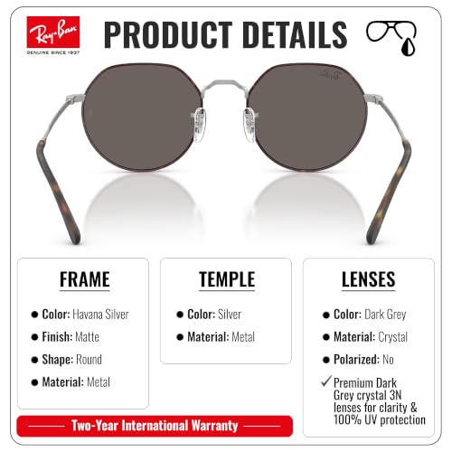 Image of Ray-Ban RB3565 JACK Square-Round Shaped Sunglasses for Men & Women with Official RAYBAN Eyewear Kit