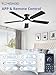 ZMISHIBO 52 Inch Ceiling Fan with Light, App&Remote Control, Flush Mount Low Profile, Dimmable 20W LED Light, Quiet Reversible Motor for Bedroom, Living Room, Apartment, Black
