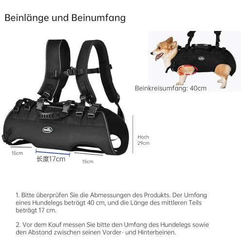 Wakytu Hundefördergurt Sling Lift ideal für Haustiersupport Rehabilitation mit verstellbarem Polster atmungsaktivem Riemen zum Spazierengehen für Hunde mit Behinderungen verminderter Stabilität 7-15kg