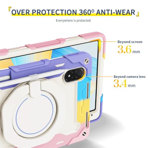 Funda Honor Pad V8 Pro JZ con soporte de anillo giratorio y correa rojo 3