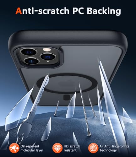 Image of FNTCASE for iPhone 11 Pro-Max Case: Matte Magnetic Phone Cases Compatible with Magsafe Slim Anti Yellowing Military Grade Drop Protection Rugged Protective Translucent Cell Phone Cover (C-Black)
