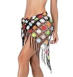 Black Swimwear Cover Up Crochet Sarong,Sexy Fashion Beach Hand Crochet Shawl Capelet Fishnet Net Skirt.(SJJ42-Black 5)