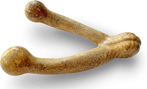 Pet Qwerks Wishbone BarkBone - Nylon Chew Toy for Aggressive Chewers - Peanut Butter Flavor - 5.38"