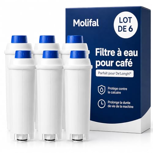 Molifal Filtre à eau de rechange pour machines à café Delonghi DLSC002, compatible avec Delonghi Dinamica, Magnifica S, Eletta Explorer, ETAM Autentica EPAM...