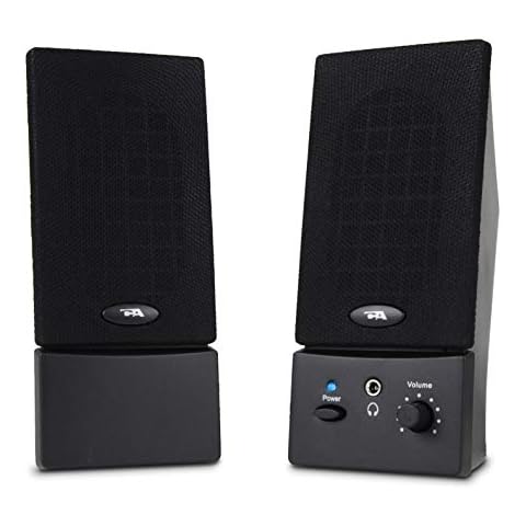 Cyber Acoustics USB Powered 2.0 Desktop Speaker System with 3.5mm Audio for Laptops and Desktop Computers (CA-2016), Black Cover
