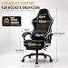 Shadcoler Gaming Stuhl Gamer Sessel - Tech-Stoff, hochdichter Schaum, Taschenfederung, ergonomische Unterstützung, 150 kg, mitlaufende Armlehnen, 90-135° verstellbare Rückenlehne, Fußstütze, Schwarz
