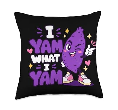 I Yam What I Yam Ube Pun Purple Yam Dad Joke Throw Pillow