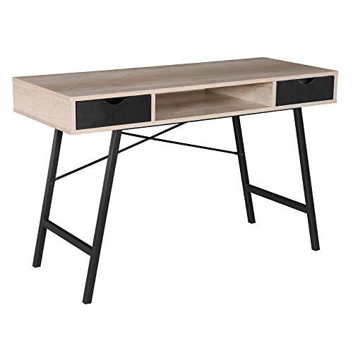 Image of Coba home office workstation with pull out drawers ? Country oak with black frame