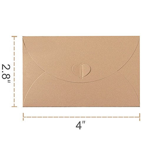 Hansgo Gift Card Envelopes, 100Pcs 4 X 2.8 Inch Cute Envelopes Small Gift Card Holders Mini Seed Envelopes With Heart Shaped Clasp #TOP1