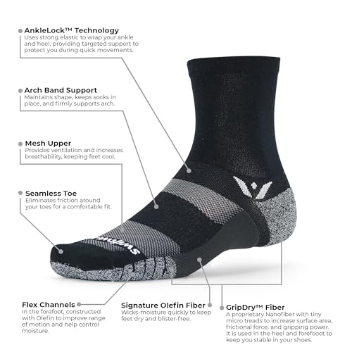 Image of Swiftwick- FLITE XT FIVE Running & Golf Socks, Fitness, Ultimate Stability, Non-Slip Crew Socks