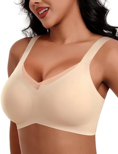 HORISUN Damen Ohne Bügel BH, Komfort Nahtloser Push Up Bralette Mit Starker Halt Mesh Spitzen Bustier Für Große Brüste Bügeloser BHS