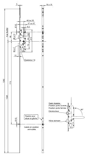 Crémone-serrure 5 points 20500 G - ax 40 - Vachette