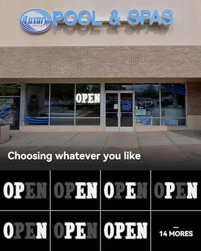 Image of 48 inchx17 inch Extra Jumbo LED Open Sign BT and Remote Control Open Sign Super Bright Dimmable Business Signs for Storefront Window Bar Salon Cafes Retail Shops White