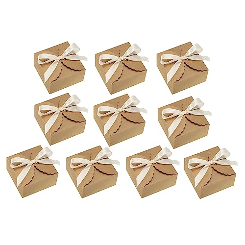 PATIKIL 10 boîtes cadeaux mariage avec ruban 3,5x3,5x2 po, jaune foncé