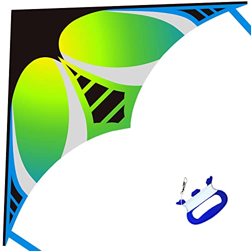 HONBO Cometas Grandes para Adultos, Cometa Principiante para niños, fácil de Volar, la Cometa de Playa de una Sola línea más fácil, con Cuerda de 300 pies, Mango (Verde)