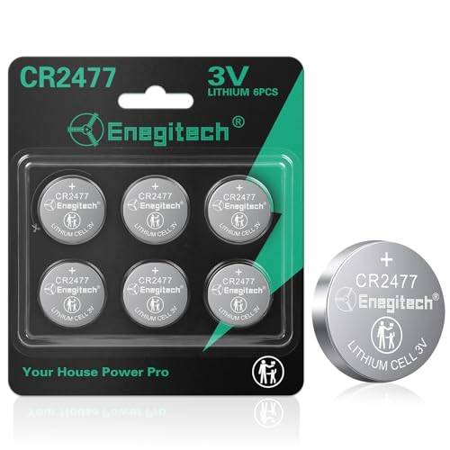Enegitech CR2477 Lithium-Knopfzelle 3V Hochkapazitäre Energiequelle für Uhren Reiskochern & Angelrollen (6er-Pack)