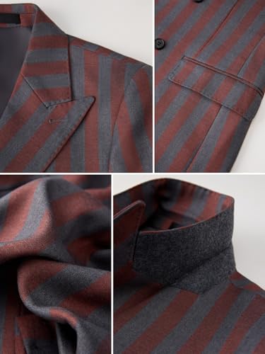 Men's Suits 2-Piece Set Double Breasted Peak Lapel Striped Tuxedo Jacket & Pants for Wedding, Prom, Business 5