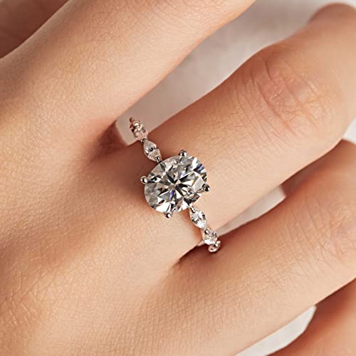 Michooyel 2ct Oval Cut Moissanite Engagement Ring D color Moissanite VVS1 Band Sterling Silver Women Rings2