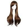 MapofBeauty 28″/70cm Women Side Bangs Long Curly Hair Cosplay Wig(Brown)