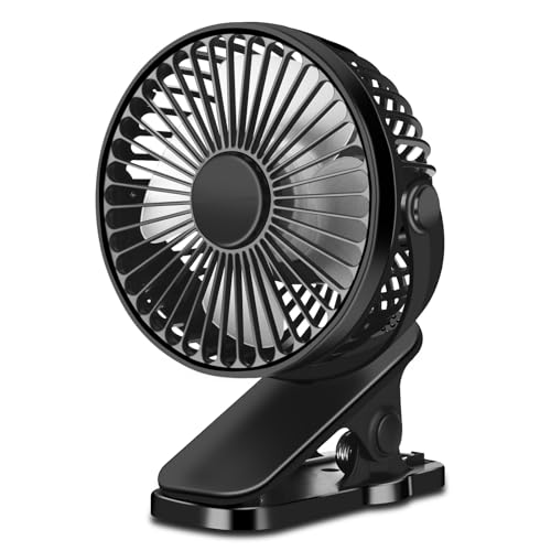 GOBRILLFUN Ventilador con clip de 6 pulgadas: 5 velocidades con función de temporizador, alimentado...