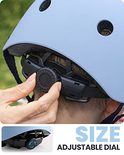 Outdoormaster Youth & Kids Bike Helmet - Adjustable Multi-Sports Skateboard Helmet With Removable Liners For Balance Bike, Toddler Scooter, One Wheel Hoverboard - Light Blue - L #TOP2