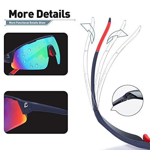 Image of Polarized Sports Sunglasses Wraparound Design TR90 Lightweight Frame With UV 400 Protection Glasses for Women Men