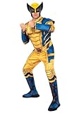 Jazwares MARVEL Deadpool 3 Adult Wolverine Qualux Costume - Classic Printed Yellow Suit and Mask Halloween Outfit Small