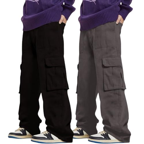 Image of GRECIILOOKS Men's Regular Fit Low Rise Cargos Trousers | Baggy Cargo Pants for Man | Loose Fit | Treck Pent with Multiple Pockets (Available in Plus Size)