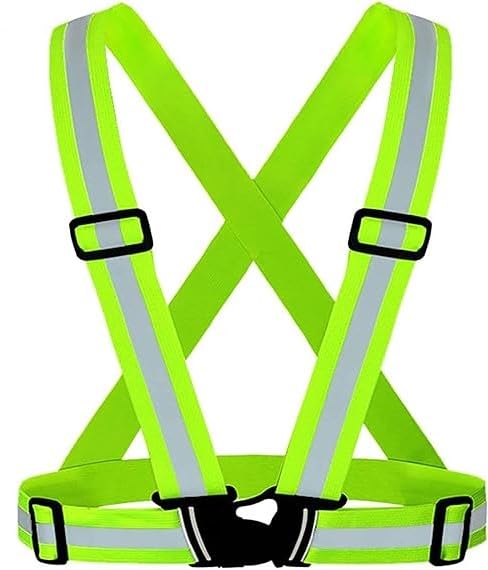 QTM High Visibility Protective Safety Reflective Vest Belt Jacket Construction Traffic Night Cycling Reflector Cross Stripes Adjustable Belt (GREEN Pack of 1) (B0CL21Q947) Amazon Price History, Amazon Price Tracker