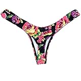 Dorical Damen Bikinihose Bikinislip Panty Bikini-Hose Seitlich Hohl/Frauen Badehose Tanga String Rüschen Brazilian Sexy Bikini Slip Schnüren Höschen Unterwäsche Schwimmhose (Small, Z08-Schwarz)