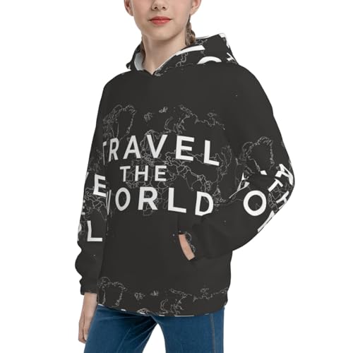 Travel The World1 Kid Hoodies Boys Sweatshirts Girls Pullover with Pocket2