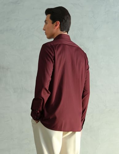 Image of Arrow Solid Slim Fit Satin Formal Shirts for Men - Full Sleeve Shirt for Man