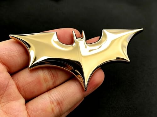 Image of 3D Spider Chrome Emblems Badges Sticker Car Vehicle, Truck, Motorcycle, RV, Scooter, SUV, Door, Window, Room, Wall and More Decoration (Yellow Batshape)