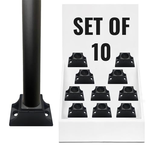 DECOREX Hardware 5/8" Round Baluster Screw Down Flat Shoe – Satin Black Aluminum Structural Base Mount with Screws – for Iron Balusters – Set of 10 – DH-55 by Decorex Hardware - Used condition - US$20.68