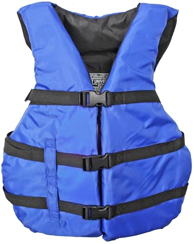 Life Jacket Paddle Vest; Coast Guard Approved Type III PFD Life Preserver Flotation Device; Jet ski, Wakeboard, Hardshell Kayak Vest; Ideal Extra Life Jacket for Pontoon Boat Blue Adult