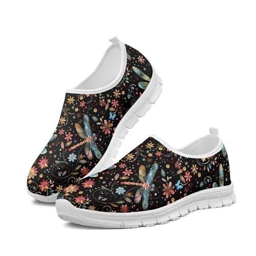Image of Hummingbird Floral Print Lightweight Walking Shoes for Women Mesh Casual Sneakers Size 5-10.5