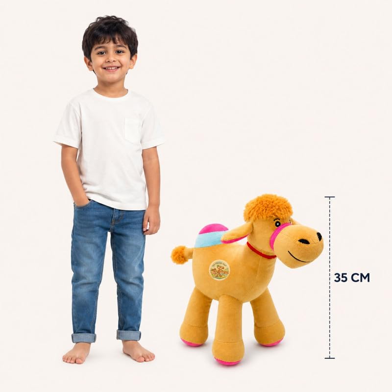 Image of Standing Camel Soft Toy 35 cm Plush Stuffed Animal for Kids and Home Decor