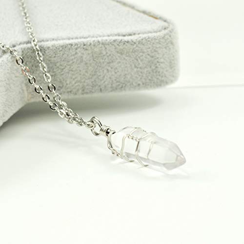 Hand Wired Natural Clear Quartz Point Crystal Chakra Healing Pendant Necklace #TOP3
