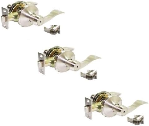 PACK OF 3 Olympia Hardwaew 8382SN Privacy Satin Nickel Door Lever Handle Lock Set