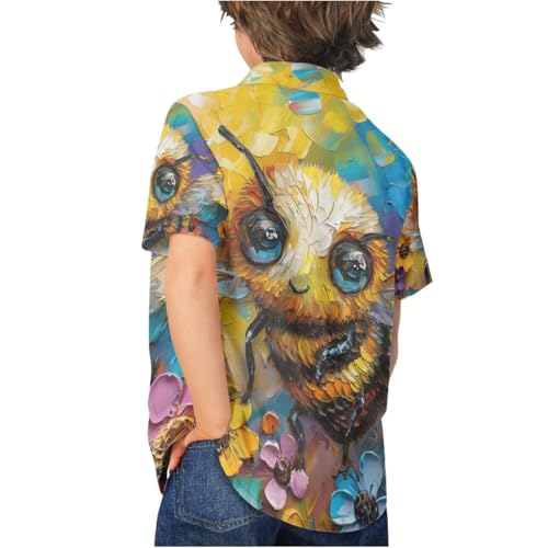 Image of PinUp Angel Funky Casual Hawaiian Shirt Kids Boys Girls Art Oil Painting Animal Pattern Short Sleeve Unisex Beach Shirt