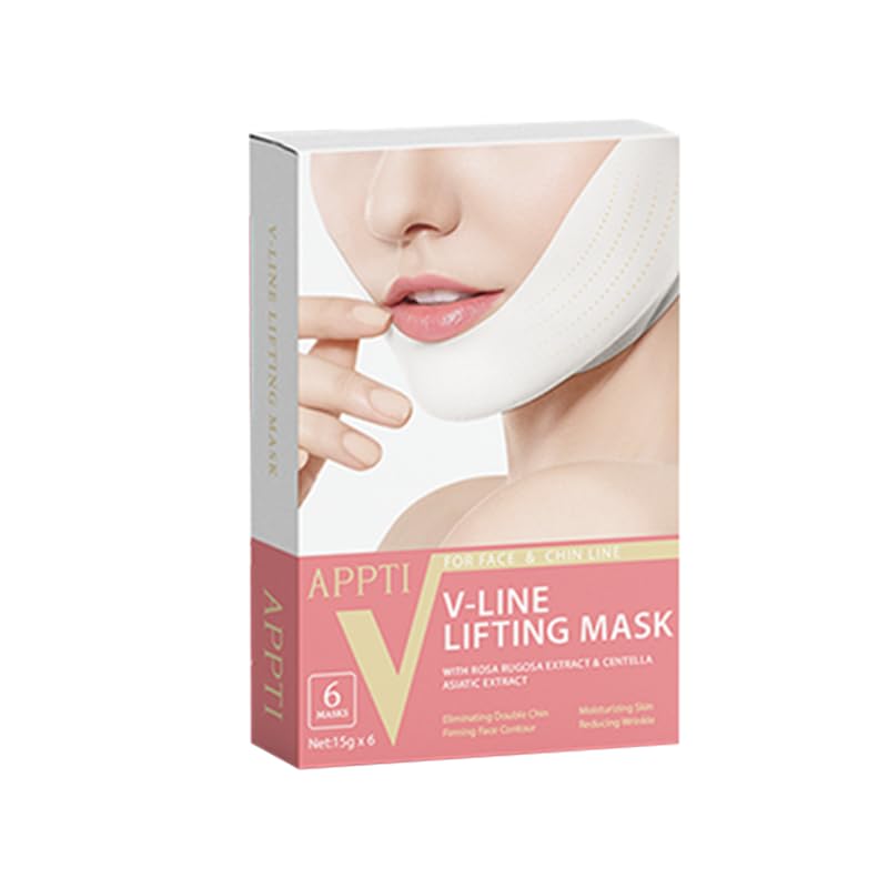 Miniatura 2 de Máscara de elevación de barbilla premium con extractos de rosa rugosa y centella asiática, tratamiento de contorno facial reafirmante y nutritivo