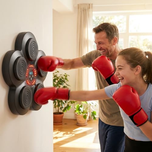 OneAfflatus Music Boxing Machine for Kids and Adults, Bluetooth Wall-Mounted Smart Bluetooth Punching Bag with Rhythm Lights Gift for Men and Kid - Image 5