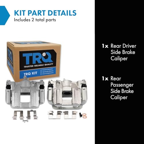 Image of TRQ Rear Driver and Passenger Side Brake Caliper Set Caliper Brackets Compatible with 2011-2017 Honda Odyssey Rear