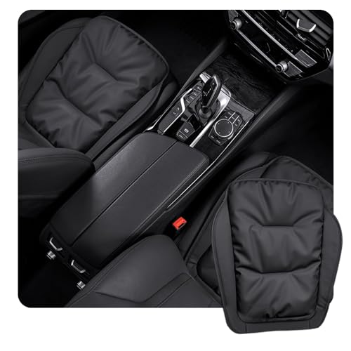 KUNIO Coussin de siège de voiture compatible avec BMW - Coussin de siège avant - En mousse à mémoire de forme - Accessoire de voiture - En cuir nappa - Noir